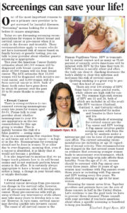 Healthy Living BREAST CERVICAL CANCER - Liz Ryan Article June 2015